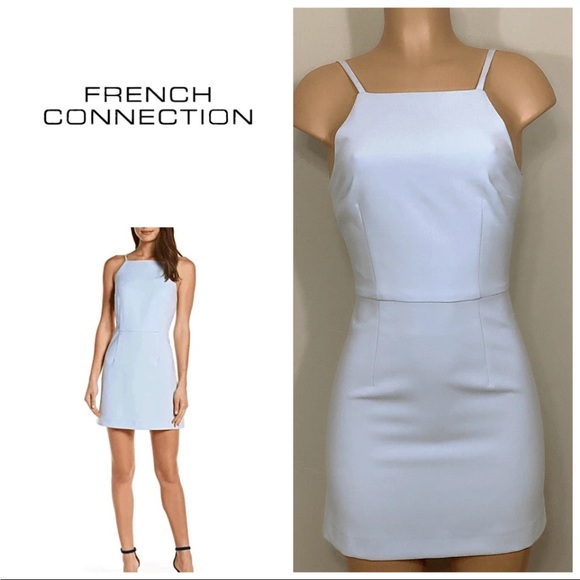 French Connection Women's Whisper Light Stretch Solid Mini Light Blue Dress sz 6 - Picture 17 of 17